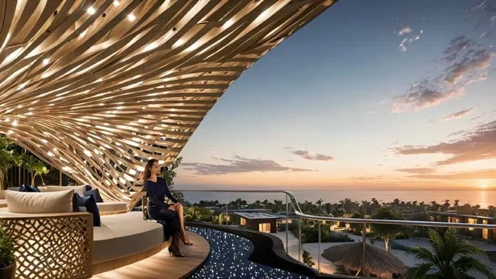 The Wylder, Berawa, rooftop lounge at sunset