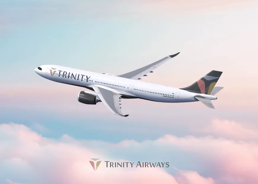 An A330 in the new Trinity Airways livery